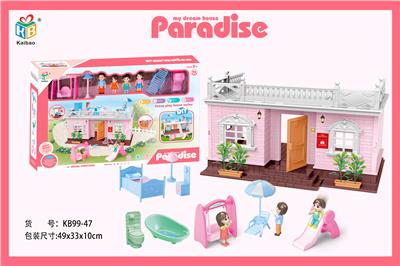 COLORFUL DIY VILLA WITH DOLL FURNITURE SET - OBL864895