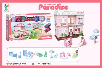 COLORFUL DIY VILLA WITH DOLL FURNITURE SET - OBL864897