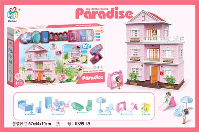 COLORFUL LIGHT DIY VILLA WITH DOLL FURNITURE SET - OBL864898