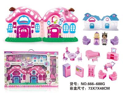 SIMULATION VILLA (FOUR LIGHTS, SEVEN COLORS, MUSIC) WITH DOLL, FURNITURE (WITHOUT ELECTRICITY) - OBL864911