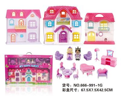 ELECTRIC VILLA WITH LIGHT MUSIC, TURN PATTERN WITH DOLL FURNITURE (NO ELECTRICITY) - OBL864914