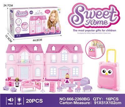 VILLA STORAGE BOX, PRINCE AND PRINCESS WITH FURNITURE (LIGHTING AND MUSIC) - OBL864949