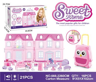 VILLA STORAGE BOX, PONY WITH FURNITURE (LIGHTING AND MUSIC) - OBL864955