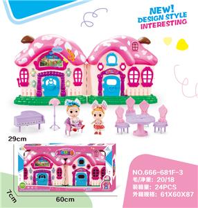 VILLA WITH 3.5 INCH SOLID BARBIE FURNITURE (SOUND AND LIGHT) - OBL864981