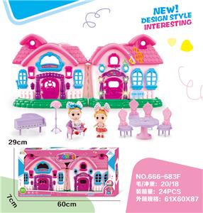 VILLA WITH 3 INCH HALF SOLID BARBIE FURNITURE (SOUND AND LIGHT) - OBL864992