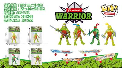 SELF-CONTAINED TEENAGE MUTANT NINJA TURTLES WITH GOLD SKATEBOARDS - OBL866182