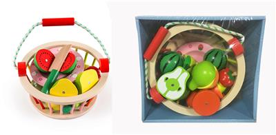 WOODEN FRUIT AND VEGETABLE BASKET CUT CELE - OBL866631