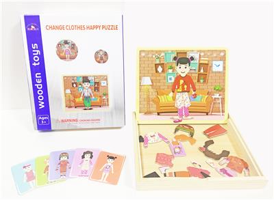 WOODEN MAGNETIC GIRL DRESS-UP DRAWING BOARD TWO-IN-ONE - OBL866643