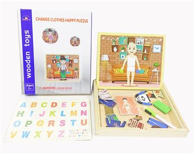WOODEN MAGNETIC BOY DRESS-UP DRAWING BOARD TWO-IN-ONE - OBL866644