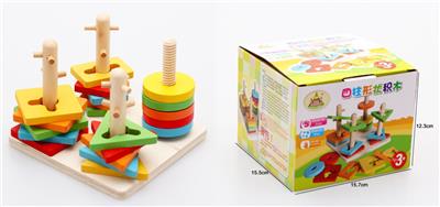 WOODEN FOUR-POSTER-SHAPED BUILDING BLOCKS - OBL866692