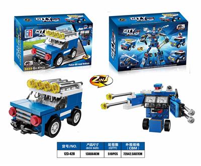 PUZZLE CITY POLICE BUILDING BLOCKS BACK FORCE DEFORMED OFF-ROAD VEHICLE - OBL867578