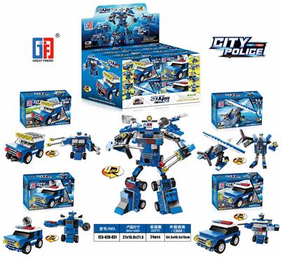 PUZZLE CITY BUILDING BLOCKS 4-IN-1 FORCE CATAPULT DEFORMED POLICE ROBOT SERIES - OBL867580