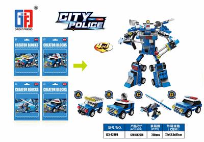 PUZZLE CITY BUILDING BLOCKS 4-IN-1 FORCE CATAPULT DEFORMED POLICE ROBOT SERIES - OBL867581