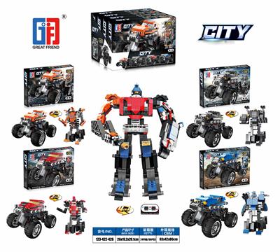 YIZHI CITY BUILDING BLOCK 4X4 HIGH FOOT DOUBLE TREASURE BOX RETURN DEFORMATION MONSTER CAR SERIES - OBL867583