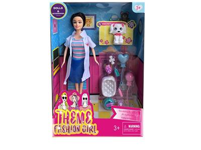 11.5-INCH LIVE HAND NURSE BARBIE WITH MEDICAL ACCESSORIES AND PET DOG - OBL867903