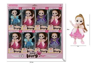 6 INCH 12 JOINT REAL BODY 3D REAL EYE WEDDING DRESS AMY DOLL 8PC MIXED - OBL867932
