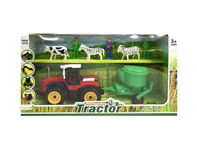 FARMERS CART HAULS RICE FLOUR MACHINE MAN AND CATTLE, HORSES AND SHEEP - OBL868496