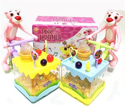 ELECTRIC LIGHTING MUSIC UNIVERSAL PINK LEOPARD ICE CREAM CAR - OBL869491