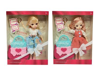 12 INCH SOLID 11 JOINT 3D EYE FASHION FAT CHILD DOLL WITH HANDBAG - OBL871186