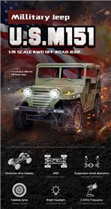 2.4GHz四驱车带电1:14M151军用越野吉普车 - OBL872351
