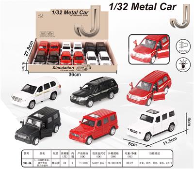 1:32合金回力仿真车越野奔驰、丰田越野带声光，包电（AG13*3） - OBL872905