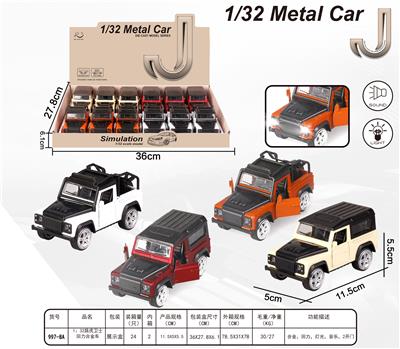 1:32合金回力仿真车路虎卫士带声光，包电（AG13*3） - OBL872909