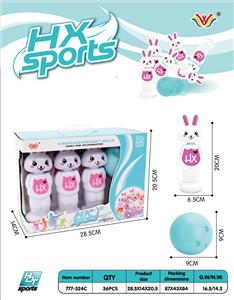 6 BOTTLES AND 1 BALL PVC BOWLING BALL (WHITE RABBIT) - OBL872965