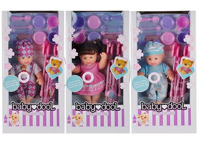 THREE 12 INCH EXPRESSION BABY WITH IC PLASTIC CART TABLEWARE - OBL874447