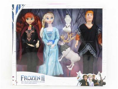 11.5 INCH 12 JOINT REAL SNOW PRINCESS AND EMPTY SNOW PRINCE 3 WITH SNOW TREASURE REINDEER - OBL874474