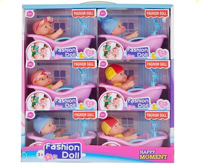 3 6-INCH ENAMEL FACIAL EXPRESSION DOLLS WITH BATH 6PCS - OBL874534