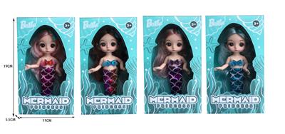 6-INCH JOINT FASHION REAL EYE MERMAID DOLL - OBL875399