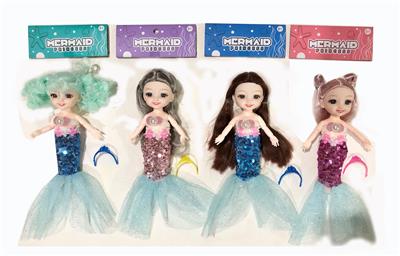 6-INCH JOINT FASHION REAL EYE MERMAID DOLL - OBL875453