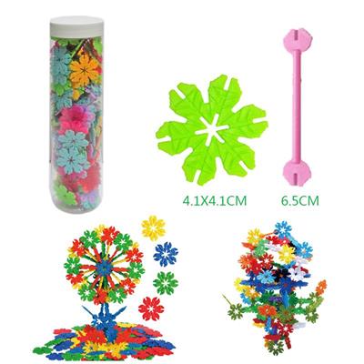 4.1CM LEAF SNOWFLAKE BUILDING BLOCK ROUND BOTTLE 70PCS - OBL877073
