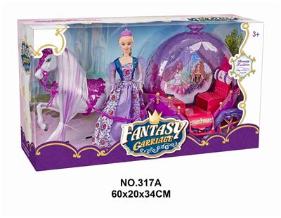 STATIC HORSE AND DIAMOND BALL CAR AND 29CM REAL DOLL - OBL877775