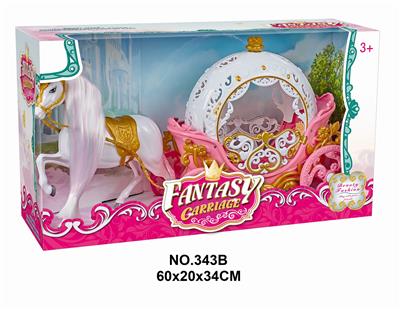 STATIC HORSE AND ROUND PUMPKIN CART - OBL877804