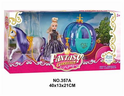 STATIC PONY AND PUMPKIN CART AND 15.5CM DOLL - OBL877817