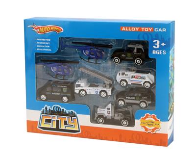 TWO ALLOY AIRPLANES AND SIX ALLOY POLICE CARS - OBL879705