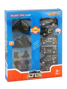 6 ALLOY MILITARY VEHICLES WITH MOUNTAIN ROAD SIGNS - OBL879712