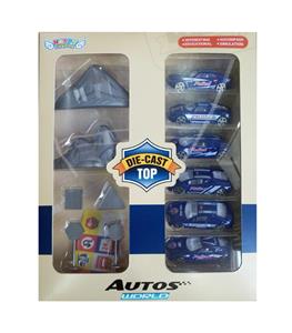 SIX ALLOY SIMULATION POLICE CARS WITH MOUNTAIN ROAD SIGNS - OBL879737