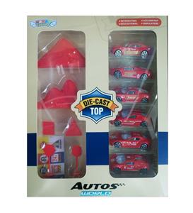 6 ALLOY SIMULATION FIRE ENGINES WITH MOUNTAIN ROAD SIGNS - OBL879738