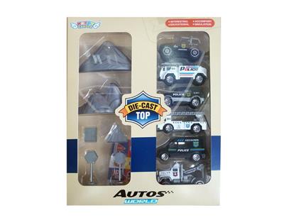 6 ALLOY POLICE CARS WITH MOUNTAIN ROAD SIGNS - OBL879741