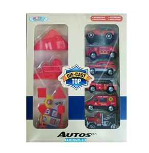 6 ALLOY FIRE TRUCKS WITH MOUNTAIN ROAD SIGNS - OBL879742