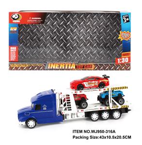 TWO PICKUP TRUCKS AND ONE RACING CAR ARE TOWED BY INERTIA TRACTOR - OBL880465