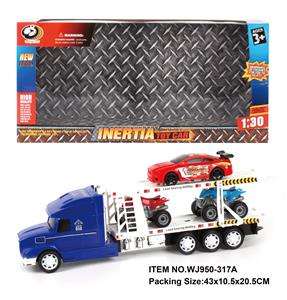 TWO BEACH BIKES AND ONE RACING CAR ARE TOWED BY INERTIA TRACTOR - OBL880471