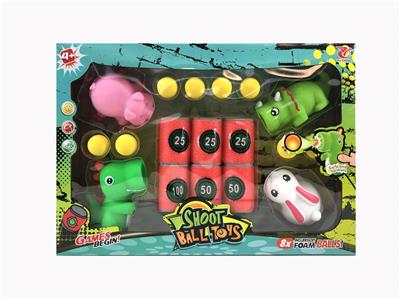 4只搪胶配8个EVA球6个互动靶子（动物） - OBL880614