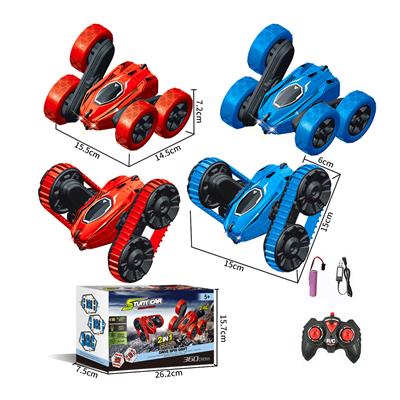 TWO IN ONE TWIST ARM STUNT CAR (WITH LIGHTS BUT NO MUSIC) MIXED RED AND BLUE - OBL882205