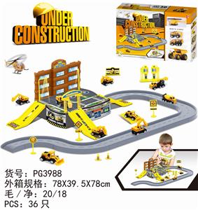 工程停车场配1只塑料飞机2只车子 - OBL883115