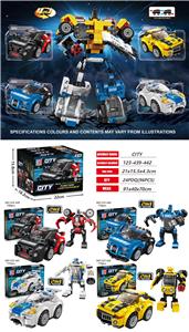 YIZHI CITY RACING BUILDING BLOCK DOUBLE FORCE SPORTS CAR SERIES 4-IN-1 DEFORMATION ROBOT - OBL884132