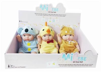 8寸娃娃搪胶6只装(蓝熊、小黄鸭、小狗三款混装） - OBL886282