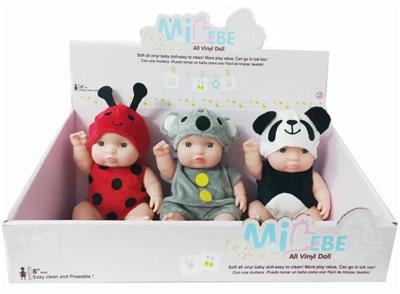 8寸娃娃搪胶6只装(七星瓢虫、考拉、熊猫三款混装） - OBL886283